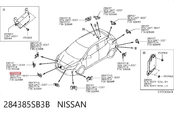 Датчик сигналізації паркування (парктронік), передній 284385SB3B Nissan/Infiniti