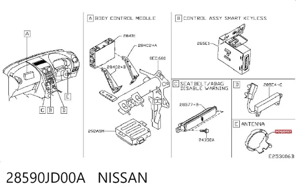 Антена/кільце имобілайзера 28590JD00A Nissan/Infiniti