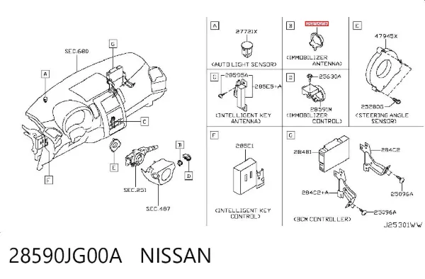 Антена/кільце имобілайзера 28590JG00A Nissan/Infiniti
