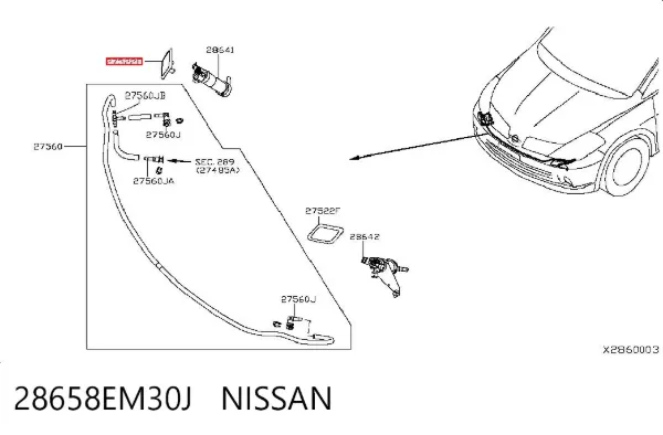 Накладка форсунки омивача фари передньої 28658EM30J Nissan/Infiniti