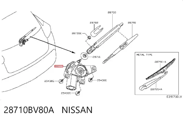 Моторчик заднього склоочисника 28710BV80A Nissan/Infiniti