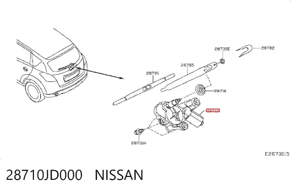 Моторчик заднього склоочисника 28710JD000 Nissan/Infiniti