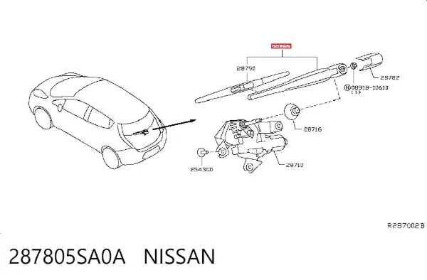 Важіль-поводок склоочисника заднього скла 287805SA0A Nissan/Infiniti
