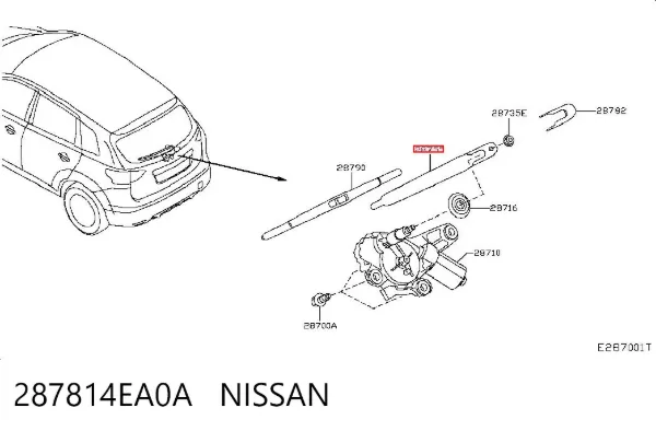 Важіль-поводок склоочисника заднього скла 287814EA0A Nissan/Infiniti