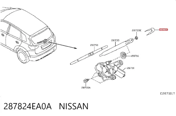 Важіль-поводок склоочисника заднього скла 287824EA0A Nissan/Infiniti