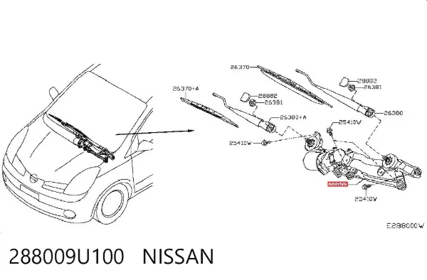 Трапеція двірників 288009U100 Nissan/Infiniti
