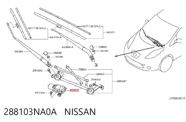 Двигун склоочисника лобового скла (трапеції) 288103NA0A Nissan/Infiniti