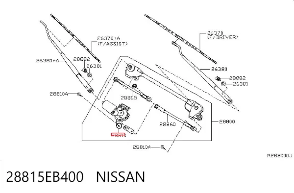 Двигун склоочисника лобового скла (трапеції) 28815EB400 Nissan/Infiniti