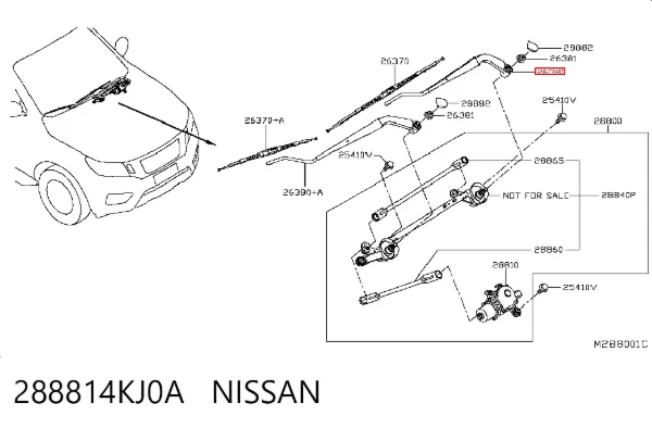 Важіль склоочисника 288814KJ0A Renault (RVI)