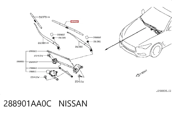 Щітка-двірник лобового скла, водійська 288901AA0C Nissan/Infiniti