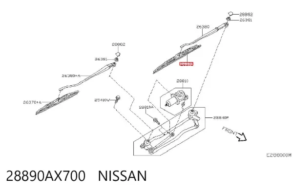 Щітка-двірник лобового скла, водійська 28890AX700 Nissan/Infiniti