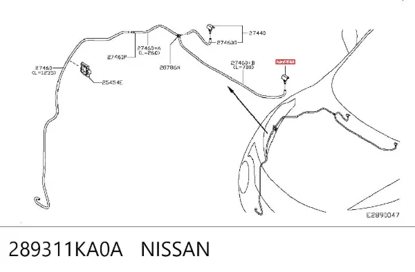 Форсунка омивача фари передньої, лівою 289311KA0A Nissan/Infiniti