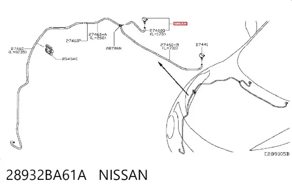 Форсунка омивача скла лобового, права 28932BA61A Nissan/Infiniti