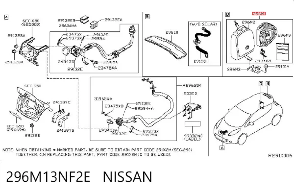 Кабель для заряджання електромобіля 296M13NF2E Nissan/Infiniti