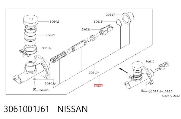 Головний циліндр зчеплення 3061001J61 Nissan/Infiniti