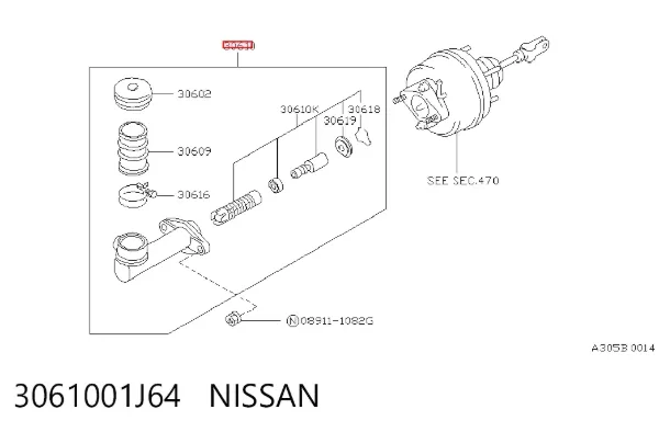 Головний циліндр зчеплення 3061001J64 Nissan/Infiniti