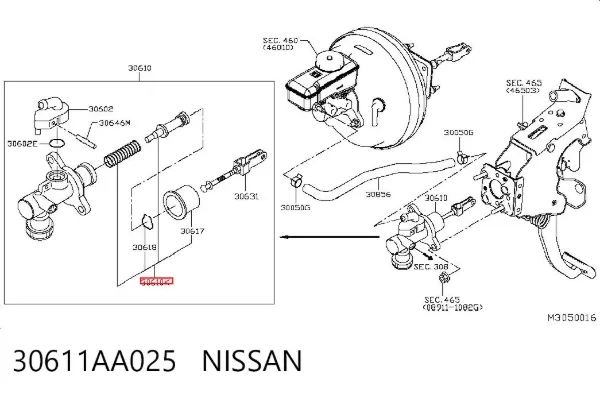 Ремкомплект головного циліндра зчеплення 30611AA025 Nissan/Infiniti