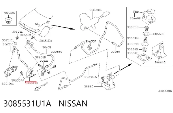 Шланг зчеплення 3085531U1A Nissan/Infiniti