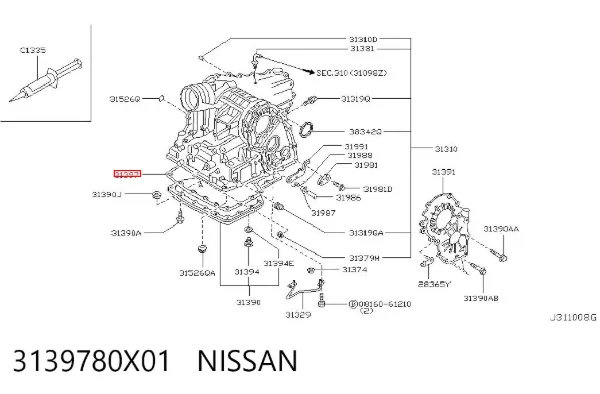 Прокладка піддону АКПП 3139780X01 Nissan/Infiniti