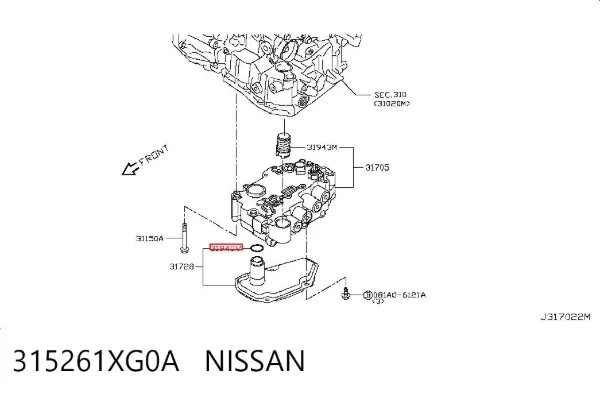 Кільце ущільнювача фільтра АКПП 315261XG0A Nissan/Infiniti