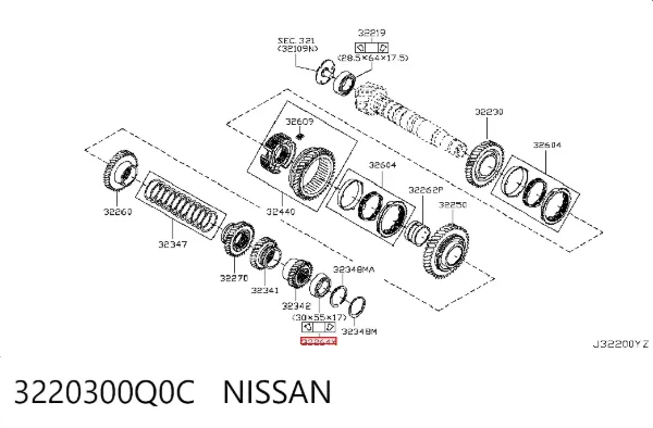 Підшипник первинного валу коробки 3220300Q0C Nissan/Infiniti
