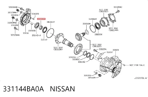 Сальник роздавальної коробки, первинного вала 331144BA0A Nissan/Infiniti