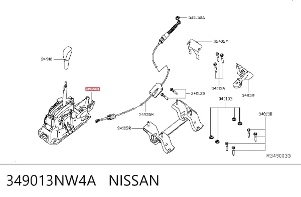 Куліса перемикання передач 349013NW4A Nissan/Infiniti