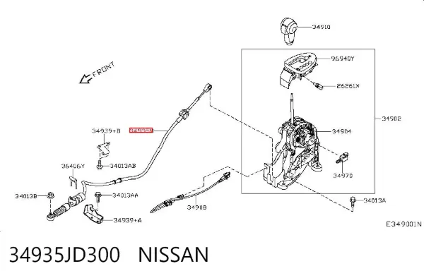 Трос перемикання передач, селектора 34935JD300 Nissan/Infiniti