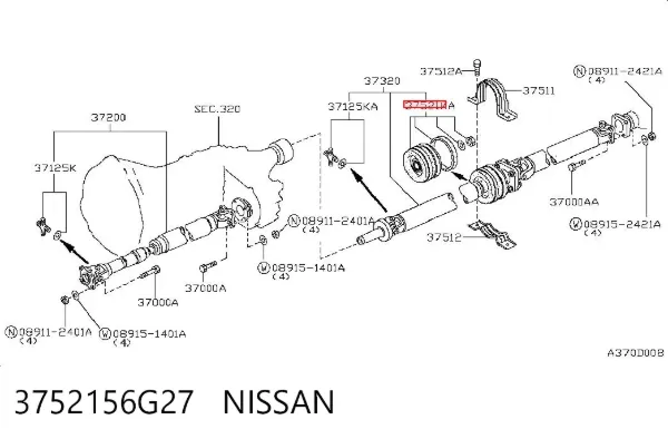 Підвісний підшипник карданного валу 3752156G27 Nissan/Infiniti