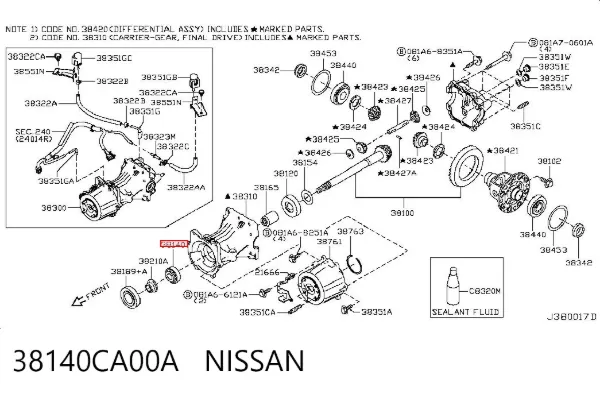 Підшипник диференціалу заднього моста 38140CA00A Nissan/Infiniti