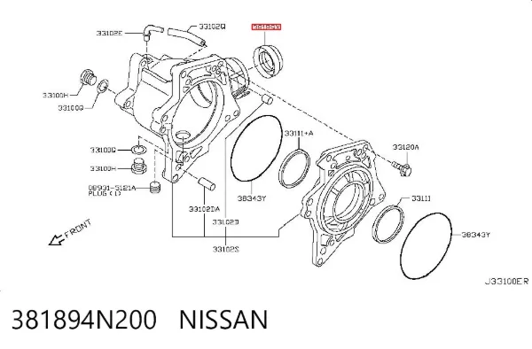 Сальник роздавальної коробки, первинного вала 381894N200 Nissan/Infiniti