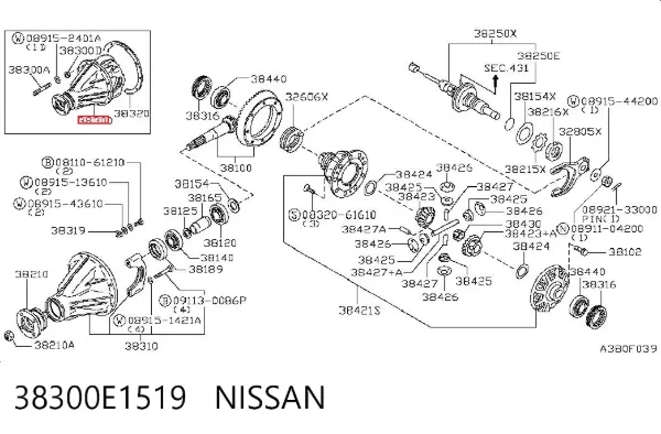 Задній редуктор 38300E1519 Nissan/Infiniti