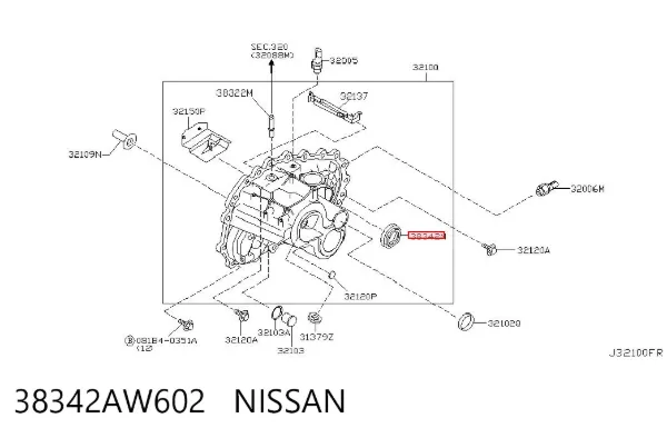 Сальник піввісі переднього моста, лівої 38342AW602 Nissan/Infiniti