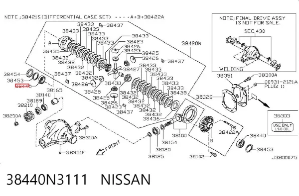 Підшипник задньої ступиці 38440N3111 Nissan/Infiniti