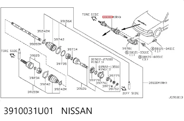 Піввісь права Nissan Maxima A32