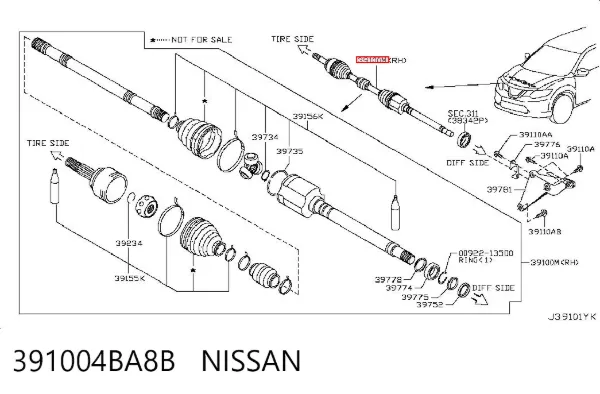 Піввісь права 391004BA8B Nissan/Infiniti