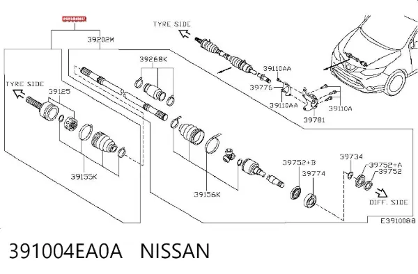 Піввісь права 391004EA0A Nissan/Infiniti