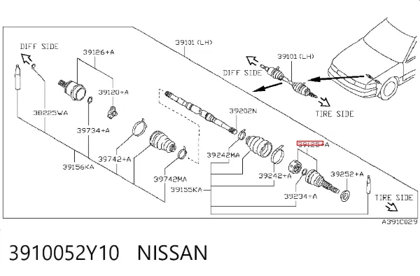 ШРУС зовнішній передній 3910052Y10 Nissan/Infiniti