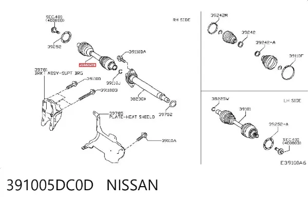 Піввісь права 391005DC0D Nissan/Infiniti