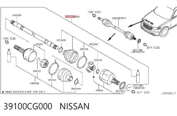 Піввісь права Infiniti FX S50