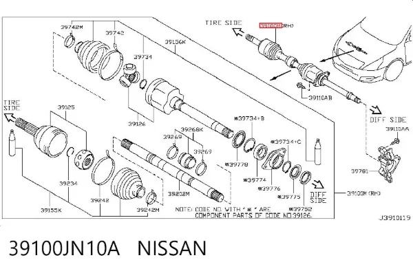 Піввісь права Nissan Teana J32