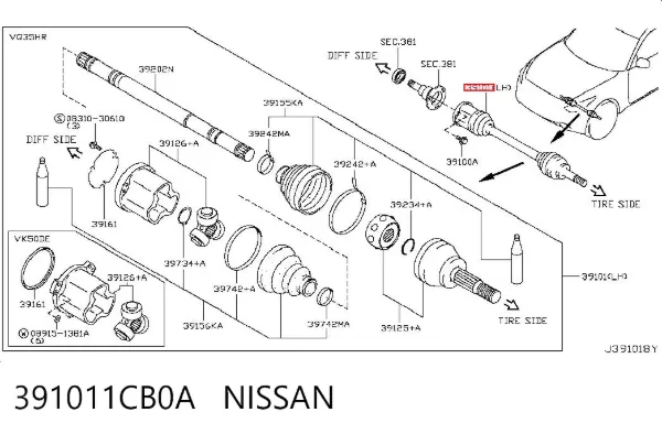 Ліва піввісь Infiniti FX S51