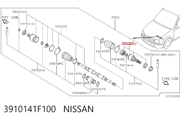 ШРУС зовнішній передній 3910141F100 Nissan/Infiniti