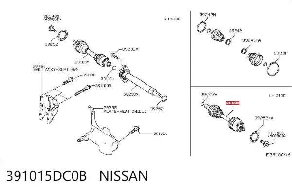 Ліва піввісь 391015DC0B Nissan/Infiniti