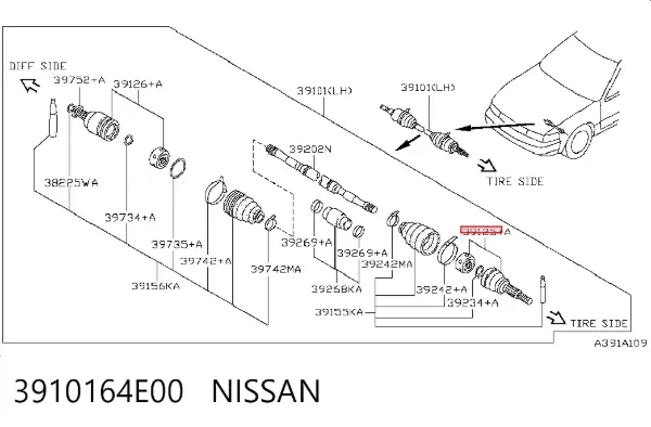 ШРУС зовнішній передній 3910164E00 Nissan/Infiniti