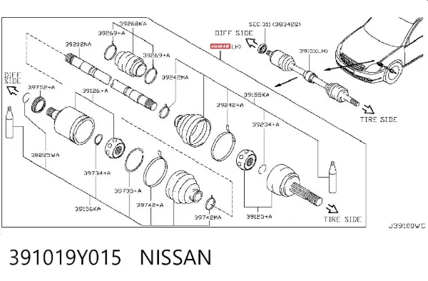 Ліва піввісь Nissan Teana J31