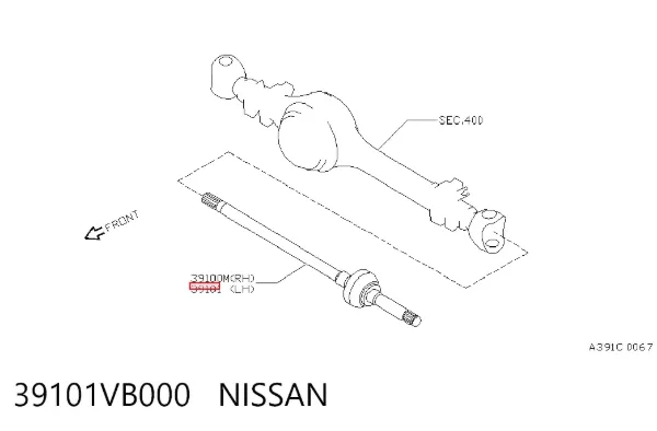 Ліва піввісь 39101VB000 Nissan/Infiniti