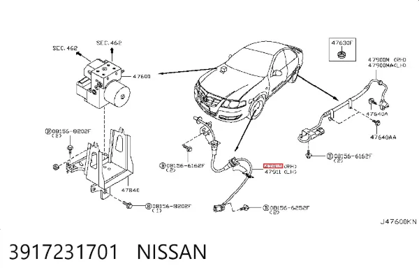 Датчик АБС (ABS) передній, правий 3917231701 Nissan/Infiniti