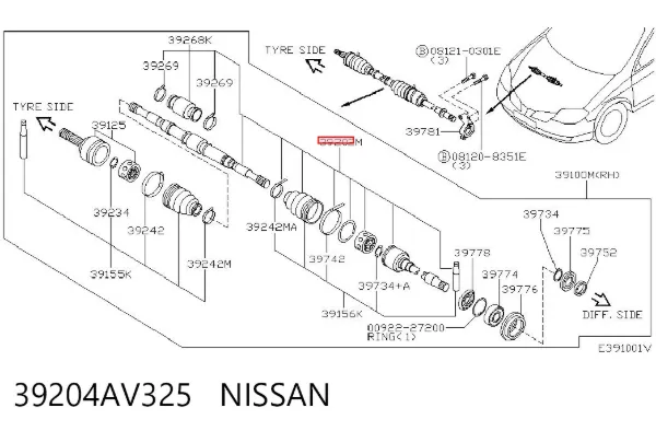 Тришип 39204AV325 Nissan/Infiniti