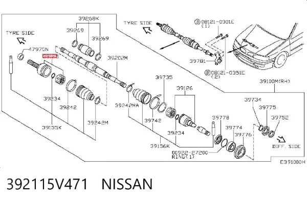 ШРУС зовнішній передній 392115V471 Nissan/Infiniti